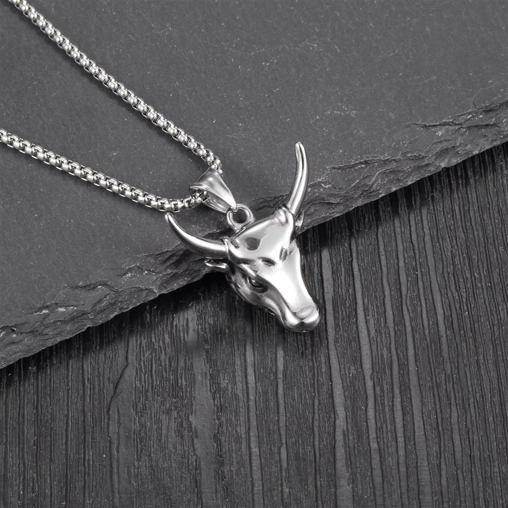 Hip Hop Cattle OX Head 316 Stainless Steel Pvd 18K Gold Plated Pendant Jewelry Fashion Jewelry Necklaces for Men Women Wholesale