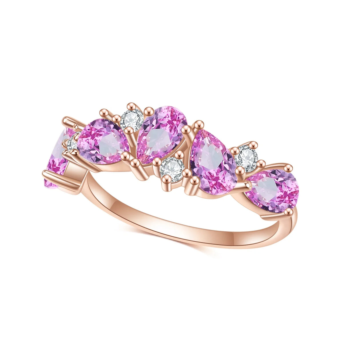 ArtistA Abiding Delicate Trendy Women Jewelry Sterling Silver 925 Rose Gold Plated Ring Lab Grown Pink Sapphire Gemstone Rings