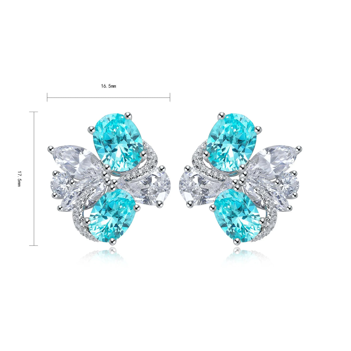 Gemfiori Anster High Quality S925 Lab Grown Paraiba Earring Stud Dainty Gemstone Stud Earrings for Women Daily Wear Gift