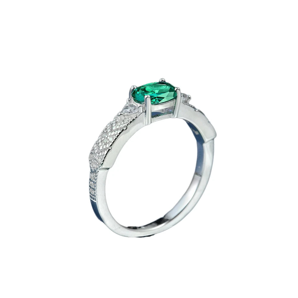 Silverelli | 925 Silver Egg-Shaped Gemstone Ring | 1 Carat | Platinum Plated | Pave Setting