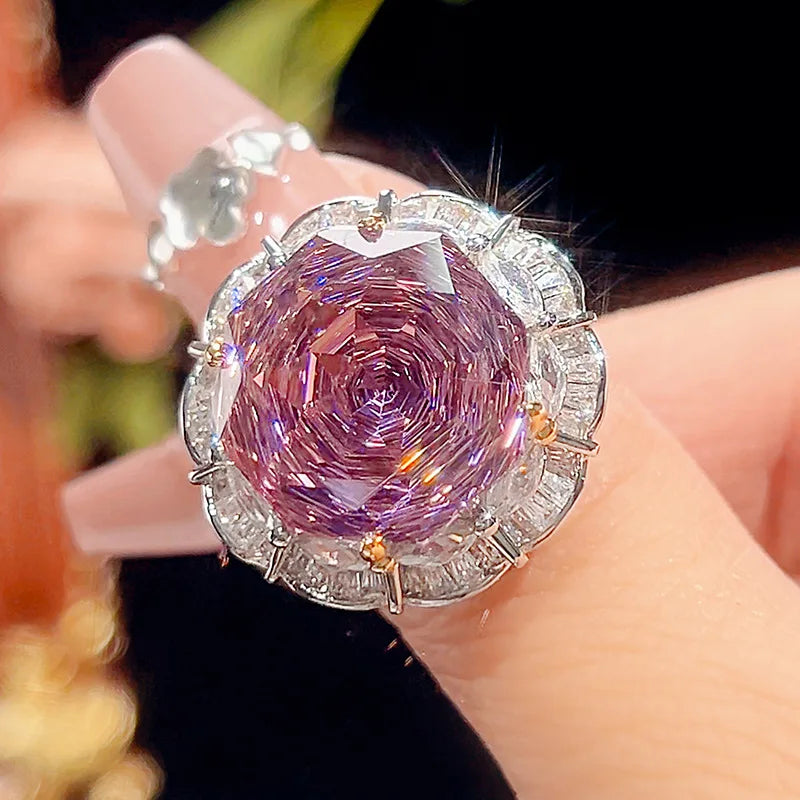 Gemfiori Luxury High Quality Jewelry Set Rose Pink Zircon 3-Piece Set Suitable for Wedding Parties