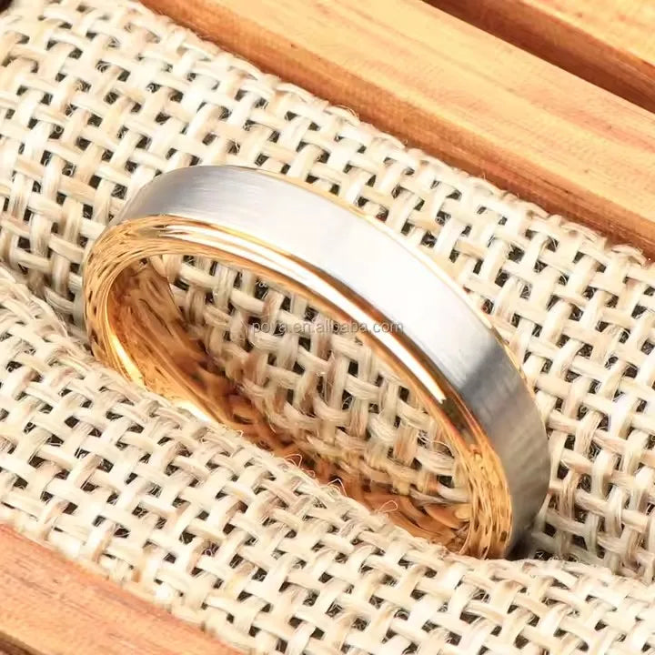 POYA Unisex 4mm Silver Gold Tungsten Carbide Wedding Band Ring Fashionable Anniversary Gift Couples Christian Jewelry Parties