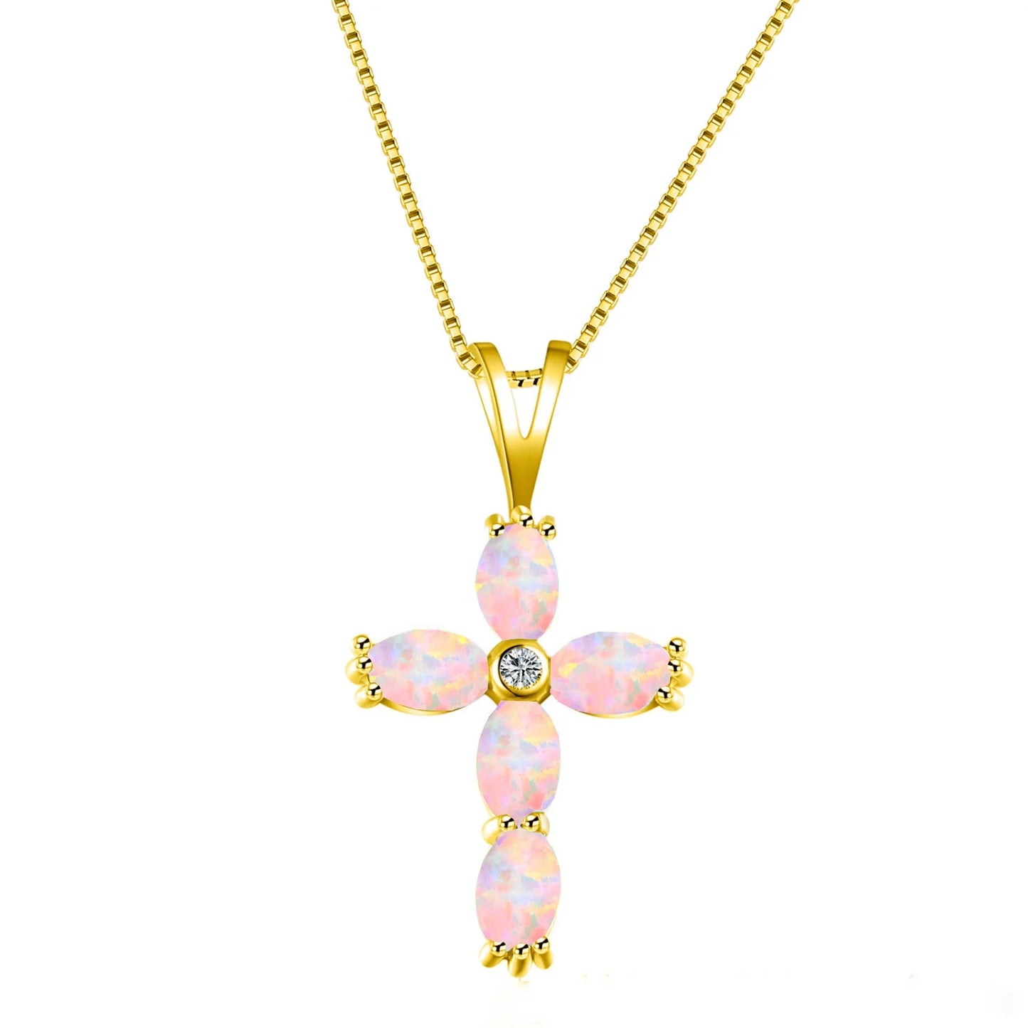 Aobao Cross Pendant Opal Necklace Jewelry Wholesale Inlaid with Opalv
