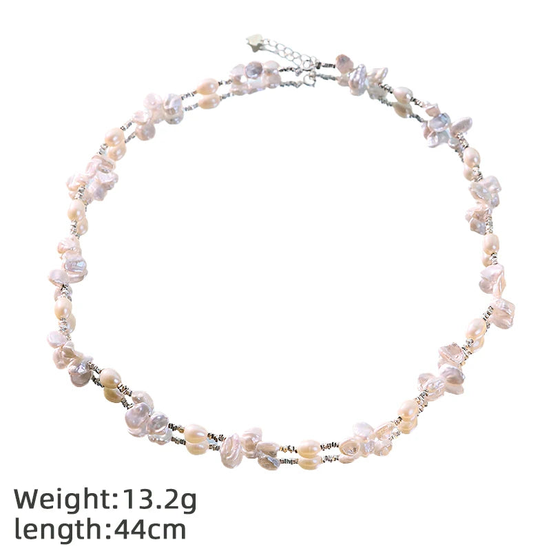 GLSEEVO Natural Freshwater Baroque Pearl Jewelry Set Irregular Pearl Necklace Bracelet  Gift for Date Bridal Fashion Jewelry