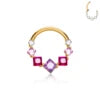 1Pcs Wholesale ASTM F136 Titanium Colorful Square Zircon 16G Nose Ring Hoop Cartilage Earrings Fashion Body Piercing Jeweley