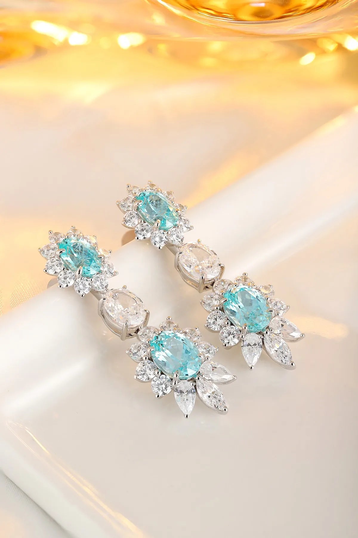 Gemfiori Anster High Quality S925 Lab Grown Paraiba Earring Stud Dainty Gemstone Stud Earrings for Women Daily Wear Gift