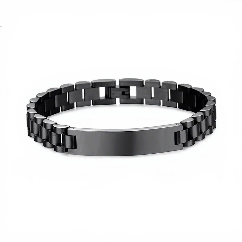 Wholesale Stainless Steel Custom Engraving Name Logo  Watch Band Chain Wristband ID Bracelets for Men