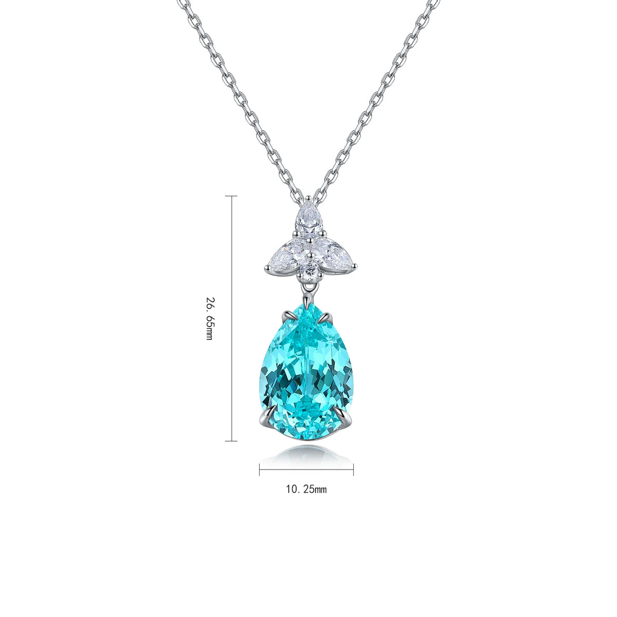 Gemfiori Anster 925 Sterling Silver High-quality Cultivated Paraiba Necklace - Suitable for Parties or As a Gift