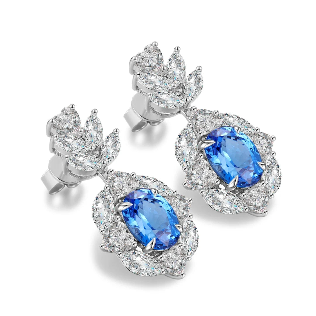 Gemfiori Anster High Quality S925 Lab Grown Sapphire Earring Stud Dainty Gemstone Stud Earrings for Women Daily Wear Gift