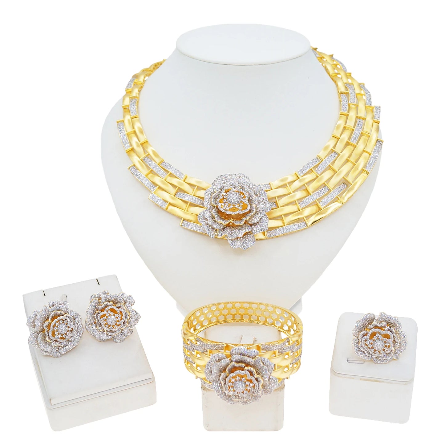 Zhuerrui New Design Sense Jewelry Set American High-end Diamond Series Ladies Classic Inheritance Wedding Four SetsHZ24013224