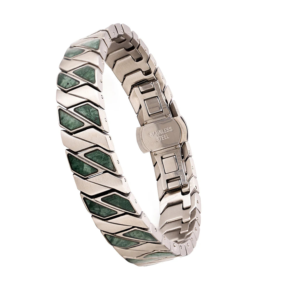 REBEL Stainless Steel Gold Plated Magnetic Geometric 4-in-1 Chain Link Bracelet for Men and Women Anniversary Gift