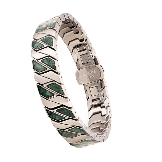 REBEL Stainless Steel Gold Plated Magnetic Geometric 4-in-1 Chain Link Bracelet for Men and Women Anniversary Gift