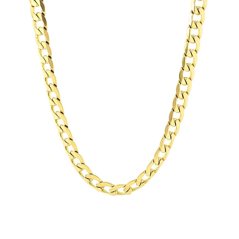 REBEL Casual 7.5/6mm Width Gold-Plated Stainless Steel Cuban Links 500mm Necklace&200mm Bracelet Jewelry Set
