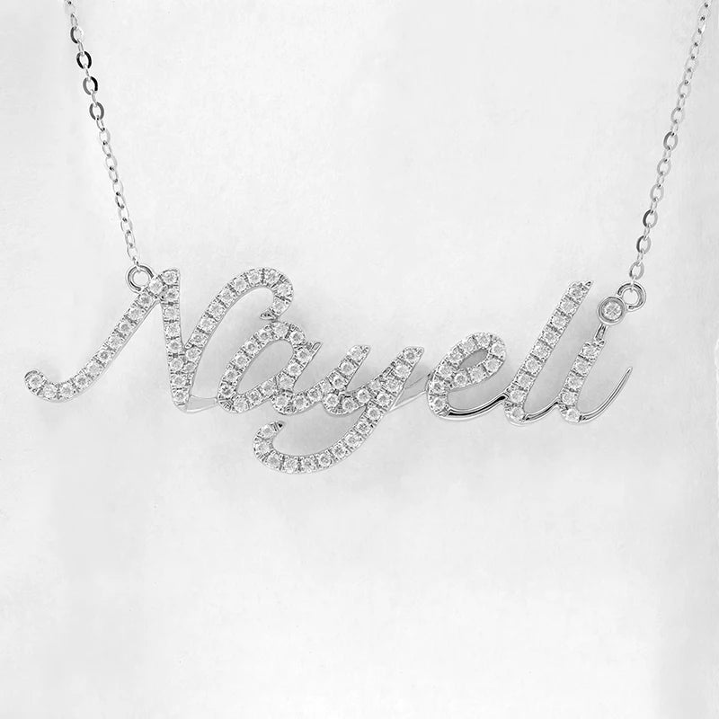Gemfiori Provence Gem 18k Solid Gold Custom Initial Alphabet Moissanite Diamond Letter Pendant Necklace 1.8inches