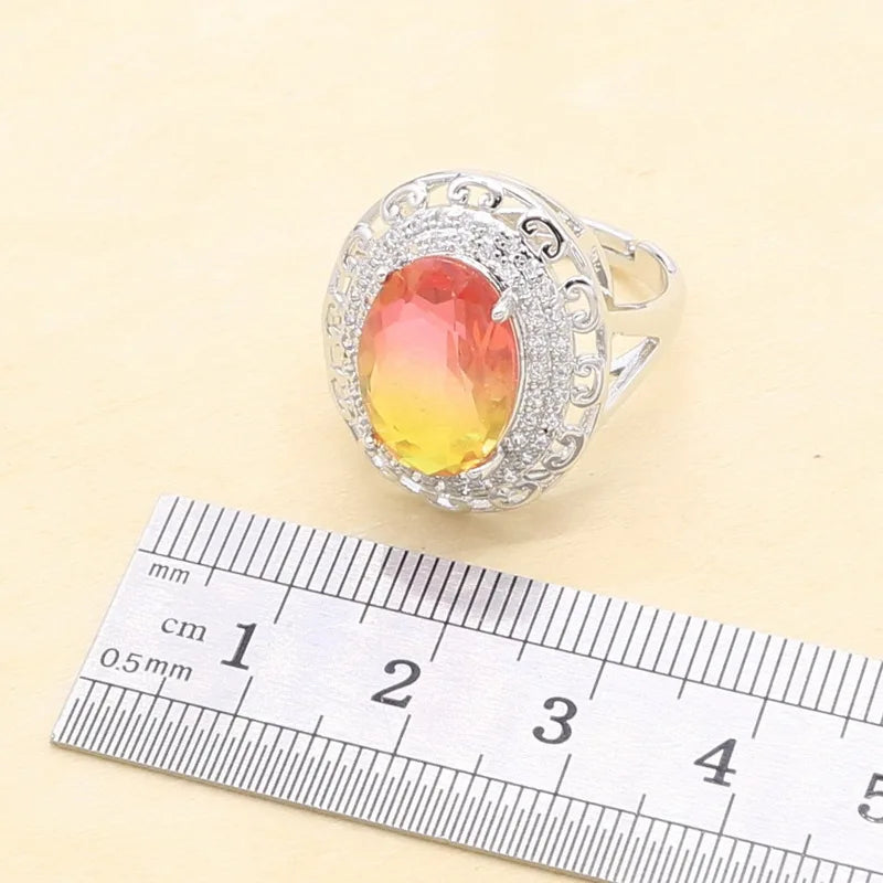 XOTICA 925 Sterling Silver Jewelry Set for Women Including Necklace Ring Pendant for Wedding Party Engagement Anniversary Zircon Comes