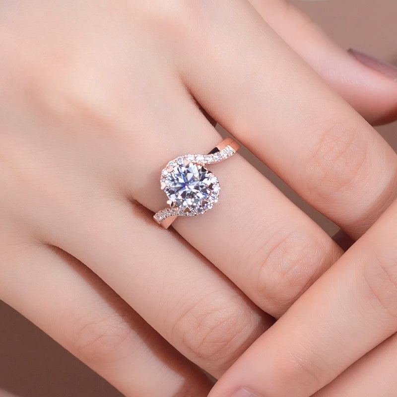 Gemfiori MSR-787 Custom Ring Jewelry 2.5ct D VVS2 Engagement Ring 18k Rose Gold Round Cut Luxury Lab Grown Diamond Ring