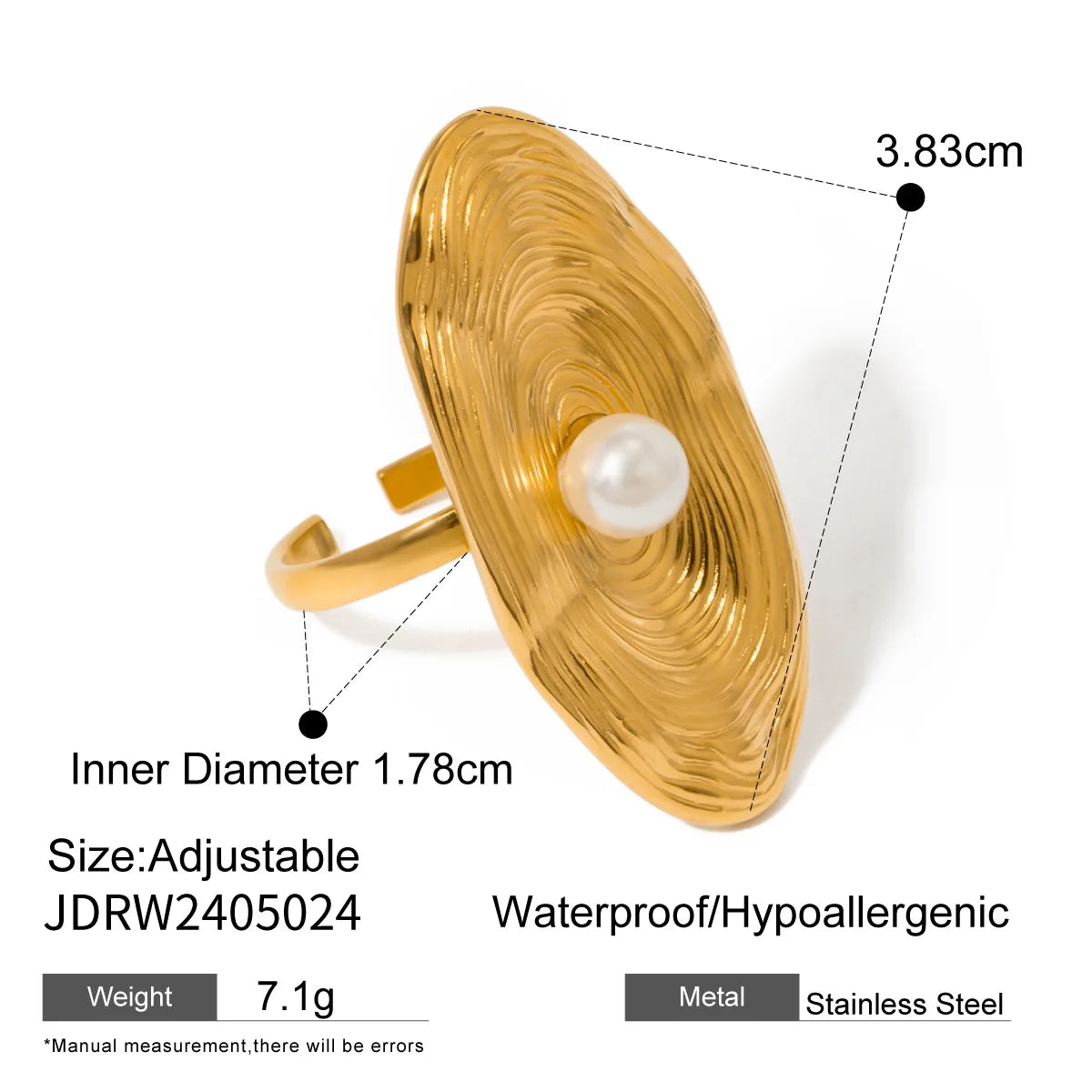 S&S Special-Shaped Natural Stone Ring | 18K Gold Plated | S&S