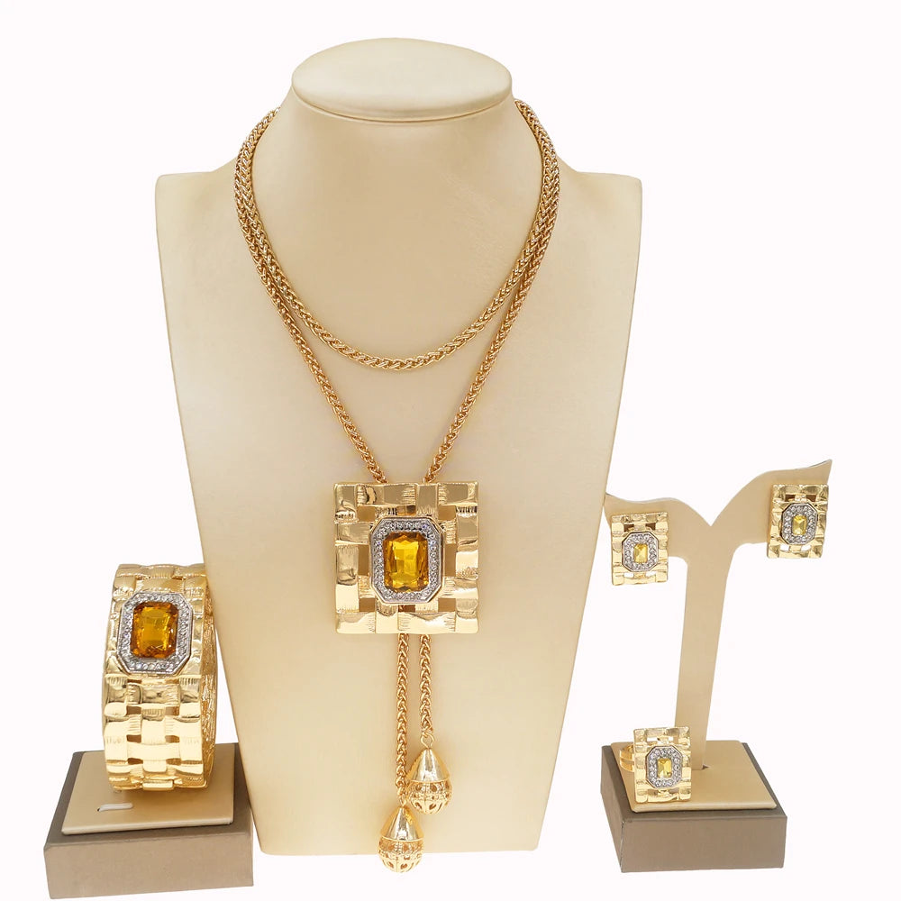 Zhuerrui Good Quality Women's Jewelry Set Luxury Italian Gold Jewelry Design Jewelry Sets Wedding Party Birthday Gifts HA0016