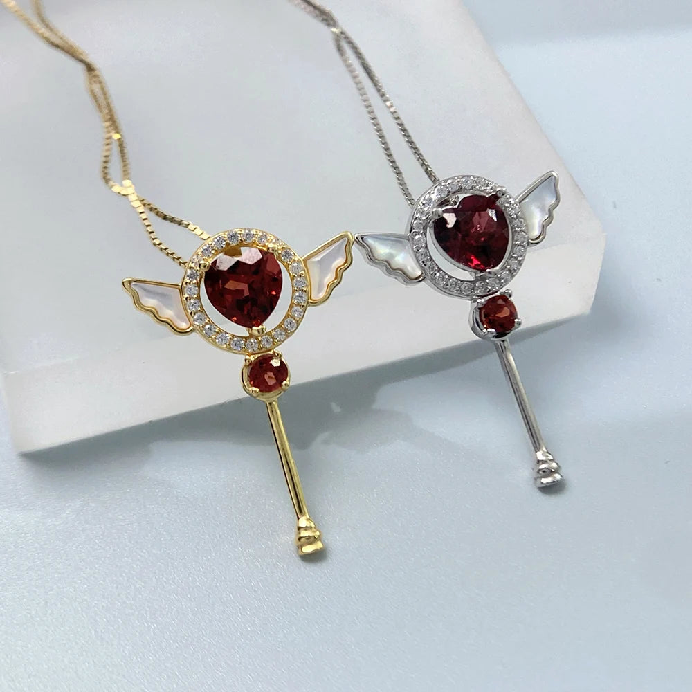 Gioiellieri Garnet Pendant with Natural Red Gemstone for Women S925 Sterling Silver Necklace Fine Jewelry Anniversary Birthday Gift for Her