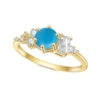 Gemfiori Abiding Classic Design 925 Silver Yellow Gold Plated Turquoise Rings Stacking Synthetic Gemstone Turquoise Ring in Stock