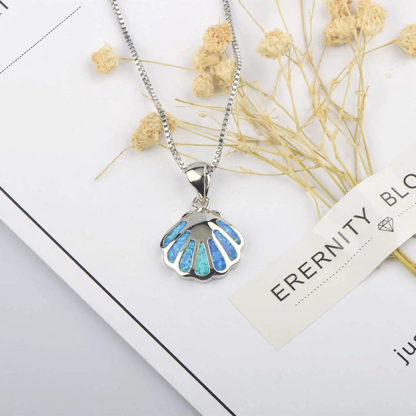 Trendy Aobao Blue Opal Animal Shape Christian Silver Plated Minimalist Necklace European American Style Sweater Chain Gift Women