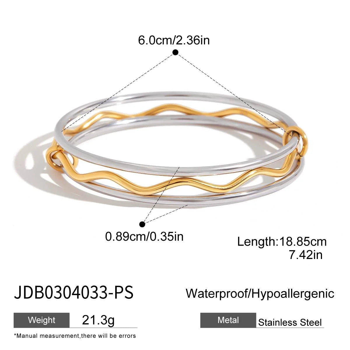 S&S 18K Gold Plated Stainless Steel Zircon Bangle Bracelet — S&S Collection
