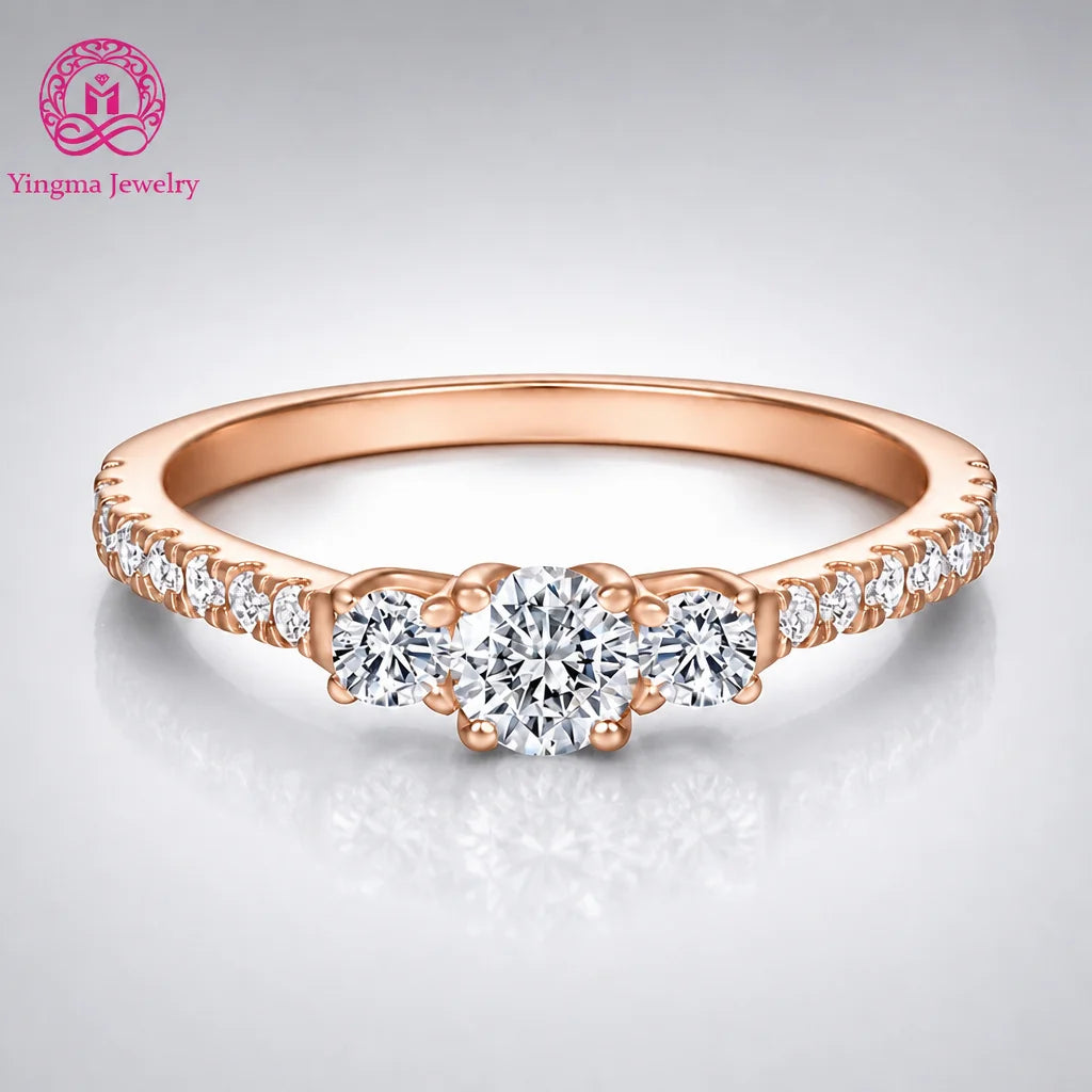 Gioiellieri Timeless Round Brilliant Cut 4mm DEF Color VVS Lab Grown Diamond Ring 9K 10K 14K 18K Solid Gold PT950 Women Wedding Jewelry