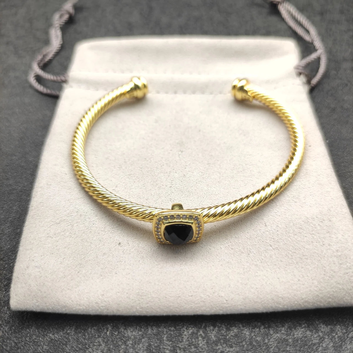 FASHIONISTA DY High-Quality Gold-Plated 4mm Square Diamond Bracelet, Fashionable Colored Diamond Bracelet, Jewelry