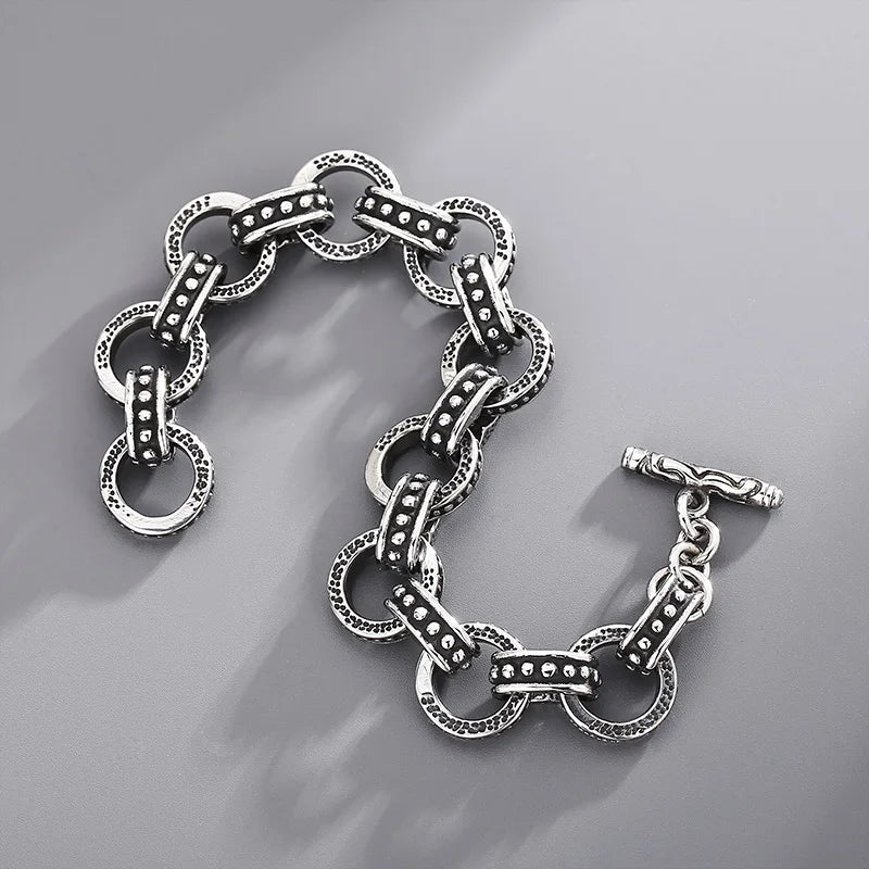 KALEN Punk Ring Links Bracelet – Silver