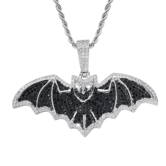 BES New Retro Brass Black Necklace Punk Wing Necklace Personality Bat Necklace for Women Men