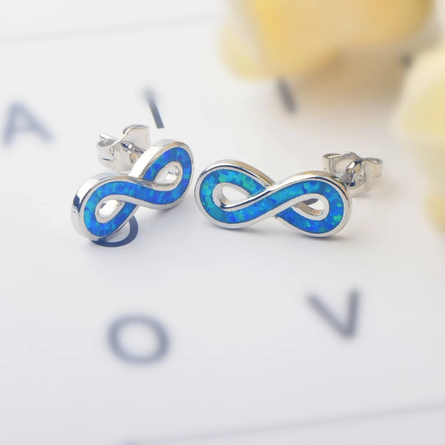 Endless Charm Blue Opal Silver Plated Geometric Christian Bohemian Stud Earrings Hawaiian Viral Jewelry TikTok Hot Seller
