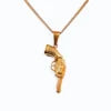 BiG-BOSS Trendy Necklace Stainless Steel 18k Gold Plated Rose Gun Pendant Rope Chain Men Hiphops Hand Gun Pendant Maxi Necklace