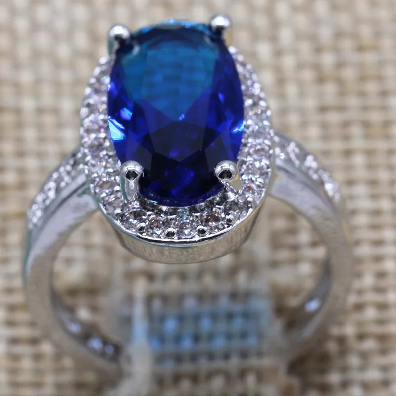 XOTICA Silver Plated Green Blue Pink Zircon Ring Trendy Women's Gemstone Jewelry for Parties Weddings Birthdays