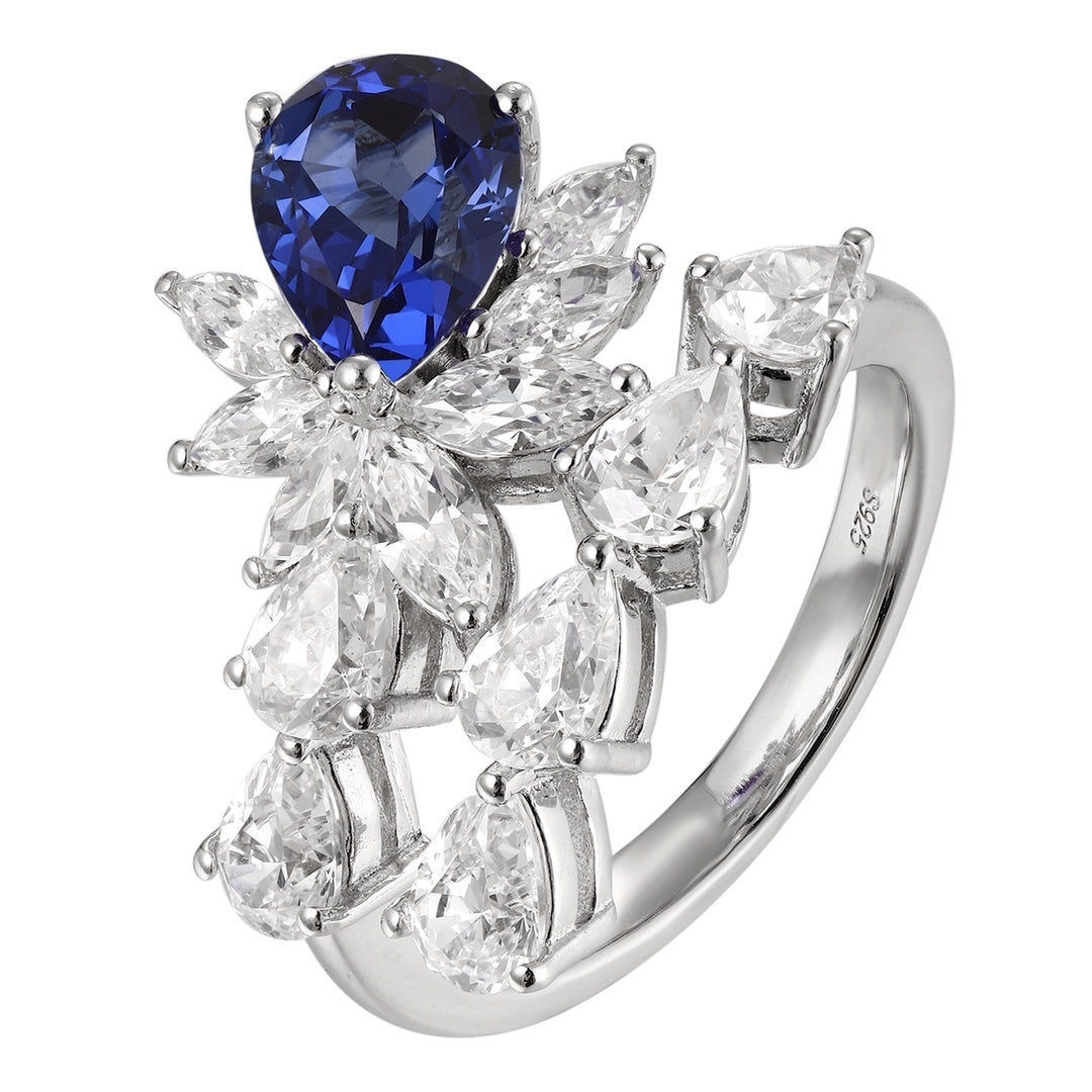Gemfiori Jewelry Trendy High Quality S925 Silver Cultivated Sappjire Ring Unisex Engagement Ring for Wedding Party or Gift
