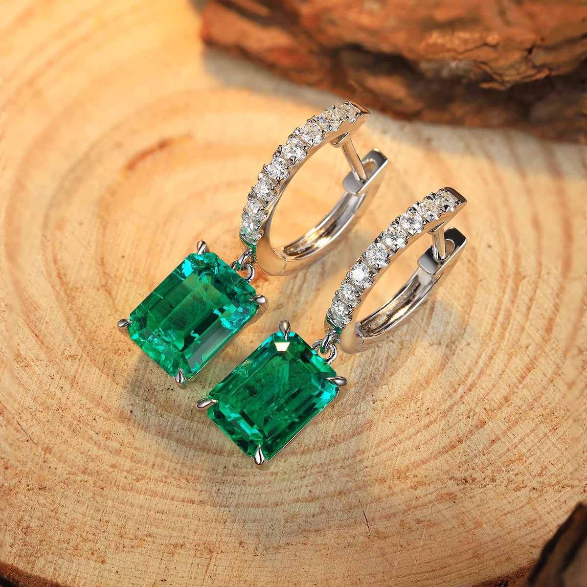 ArtistA Fancy Design Earring Women Jewelry Lab Grown Emerald Gemstone Classic S925 Silver Women Birthday Gift Classic Earring Stud Set