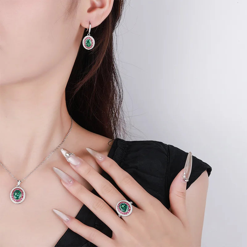 Gemfiori New European and American Fashion Versatile Inlaid Zircon Pendant Personalized Design Jewelry Set