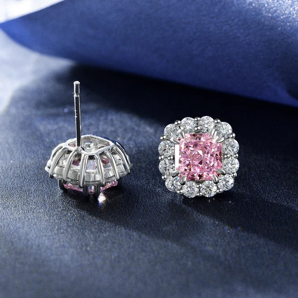 MUSHAN Jewelry Factory 2ct High Carbon Diamond Stud Earrings of Same Style As Live Broadcast 925 With Simple 7*7 Design