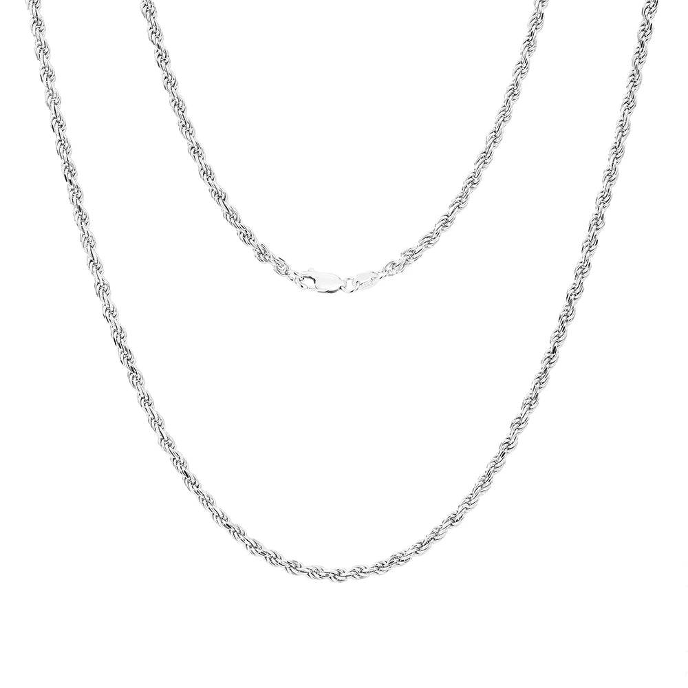 S&S 925 Sterling Silver Diamond Cut Rope Chain Necklace — S&S Collection