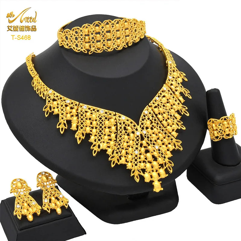 Gold Heart Bridal Jewellery Set | Necklace, Bracelet, Earrings & Ring | 24 Style Options