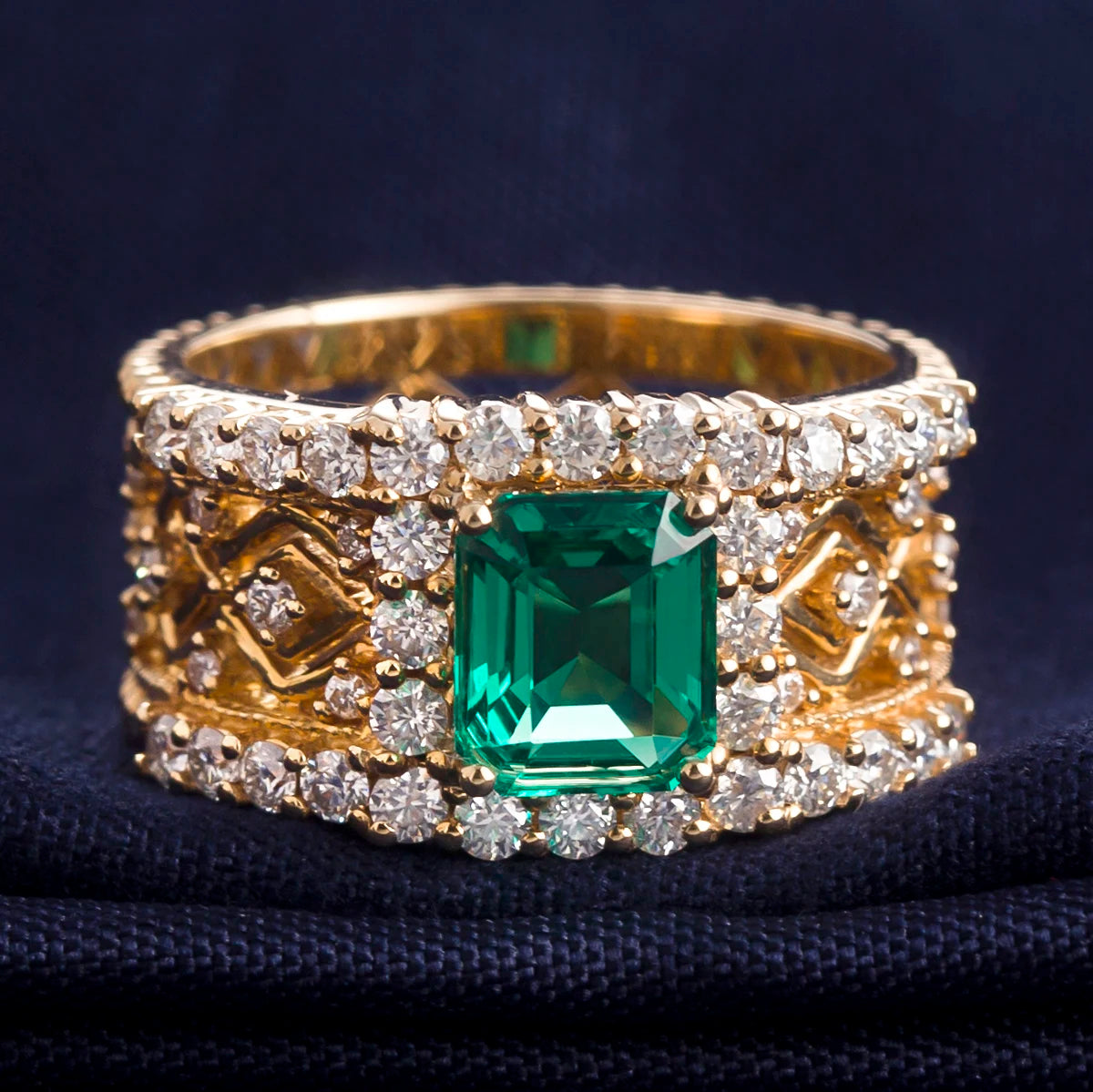 Gemfiori Messi Jewelry Ring Gold Fashion Woman Gift Emerald Customs of the Western Regions Wedding Party Unisex Engagement Ring