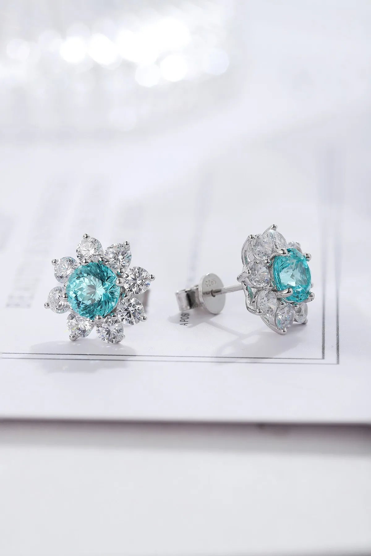 Gemfiori Anster High Quality S925 Lab Grown Paraiba Earring Stud Dainty Gemstone Stud Earrings for Women Daily Wear Gift