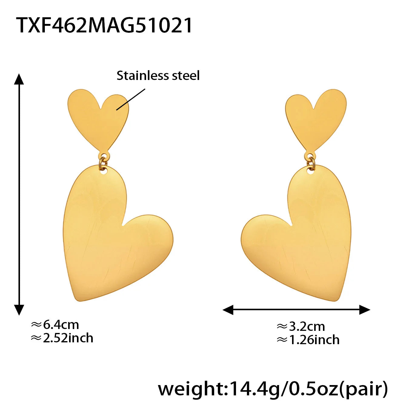 Geometric Love Sweater Chain Necklace, Earrings & Ring | 18K Gold Plated Fashion Jewellery Set