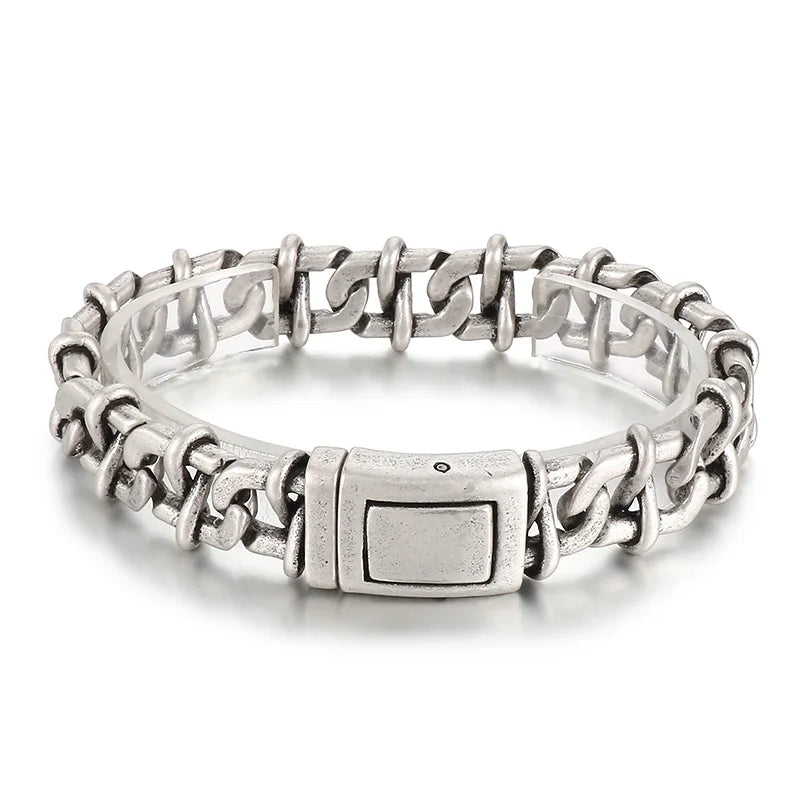 KALEN Men Retro Industrial Style Silver/Gold Color Stainless Steel Matte Surface Links Bracelets