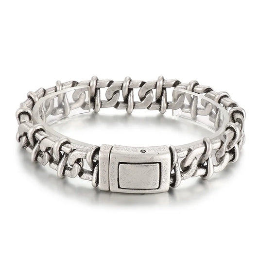 KALEN Men Retro Industrial Style Silver/Gold Color Stainless Steel Matte Surface Links Bracelets