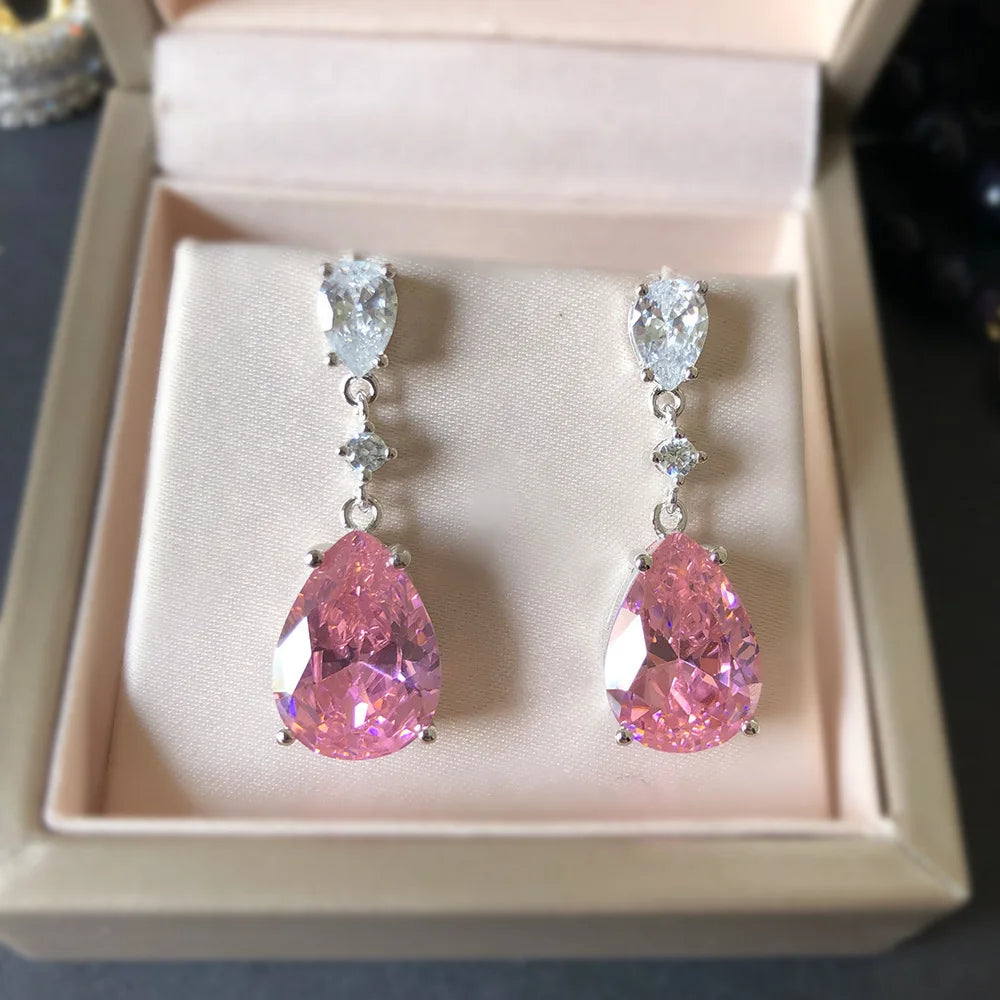MUSHAN Jewelry Factory Dynamic Earrings Long 6 Carat Water Drop 10*14 European and American Luxury Earrings and Stud Earrings