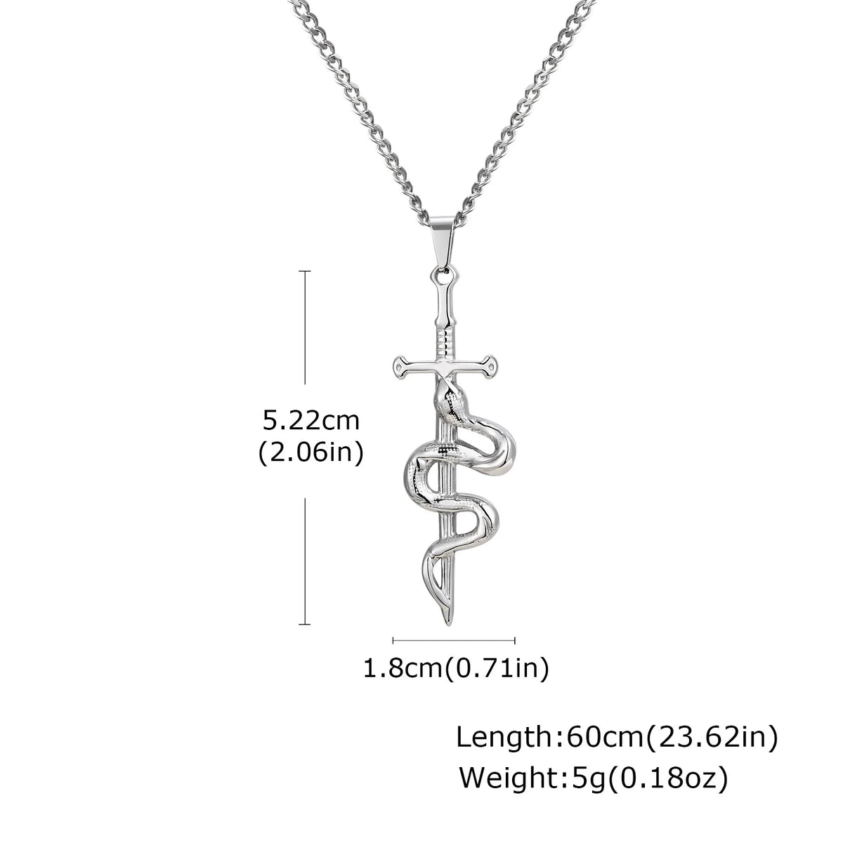 REBEL Men's Stainless Steel Snake Head Necklace Roman Numeral Rectangle Pendant Black Silver Gold Plated Trendy Christian Party GOLDIX
