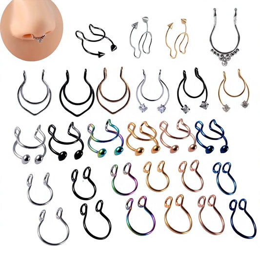 S&S 28-Piece Boho Nose Ring Set | Stainless Steel Mixed Colours