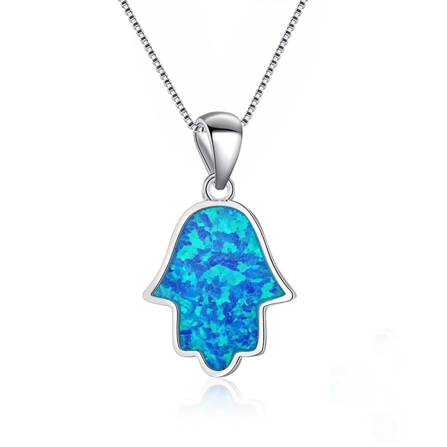 Bestselling TikTok INS Style Blue Opal Palm Necklace Wholesale Sparkle Opal Jewelry