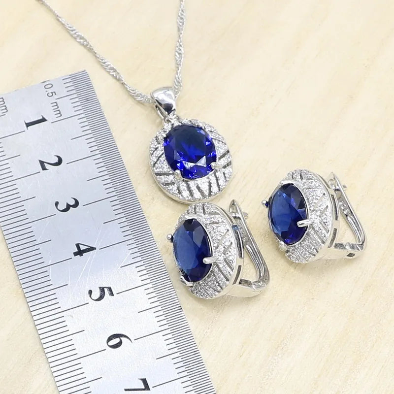 XOTICA Luxury Design 925 Sterling Silver Jewelry Set for Women Silver Jewelry Zircon Hoop Earrings Necklace Rings Bracelet