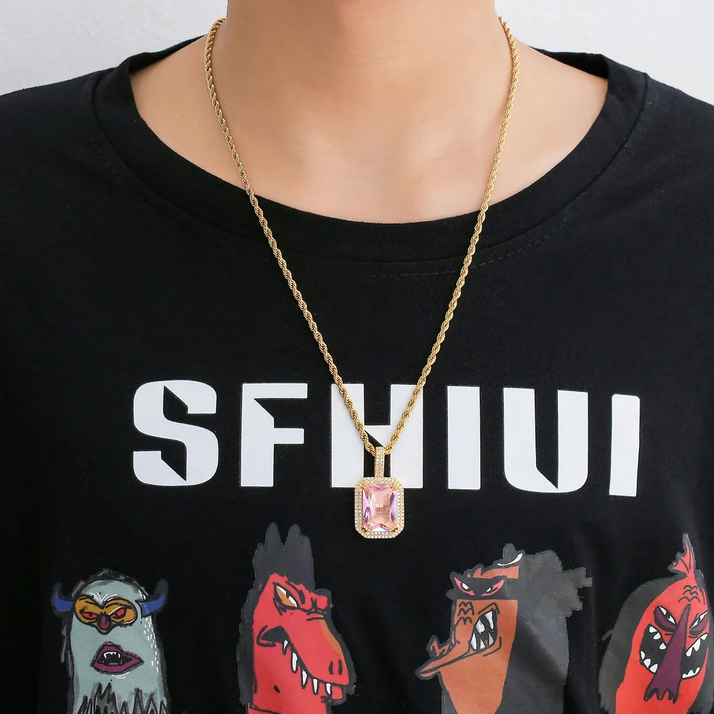 S&S Colourful CZ Geometric Pendant Necklace | Gold & Silver | S&S